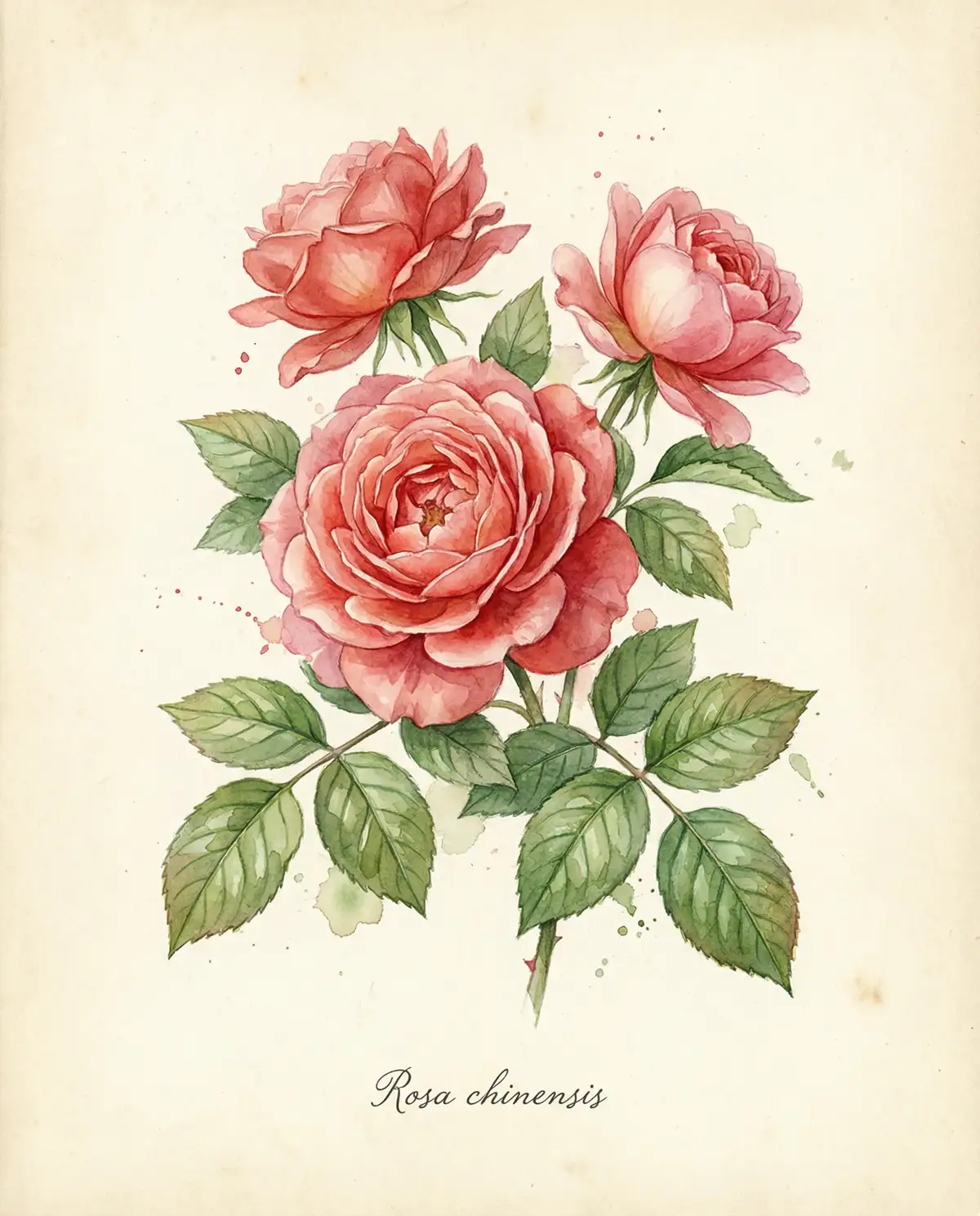 月季水彩图鉴 - 探花